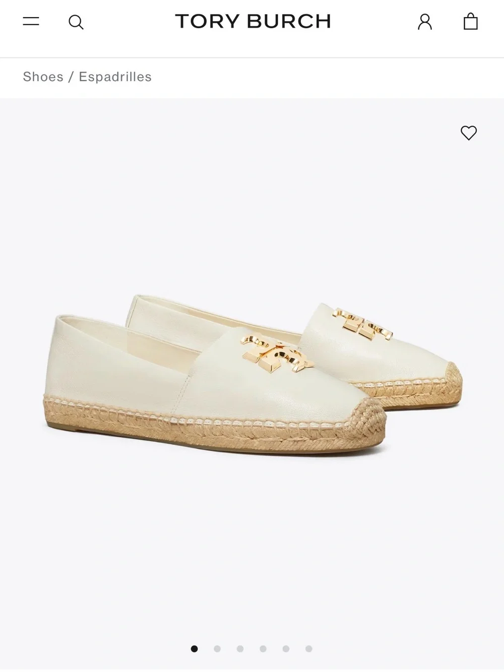 Tory Burch Cream Leather Espadrille with Gold Logo